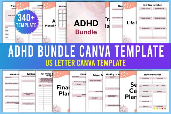Download ADHD Planner Bundle Canva Templates - Premium Resources