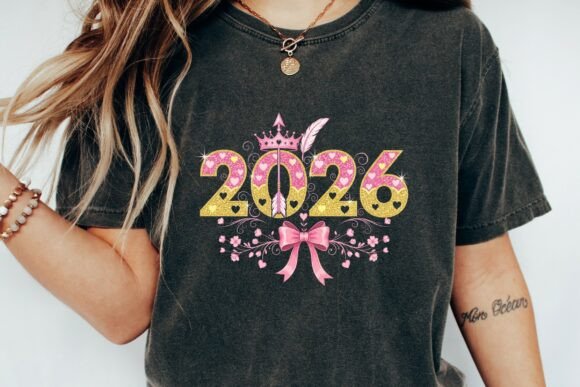Download Glittery 2026 Year Design with Crown Png - Year Collection
