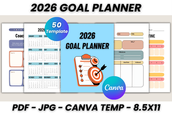Download 2026 Goal Planner Canva Template - Goal planner Collection