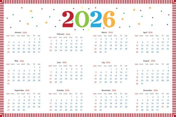 Download Colorful 2026 Year Monthly Calendar - Year Collection