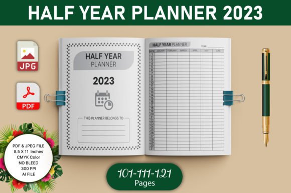Download Half Year Planner 2023 KDP Interior - Year Collection