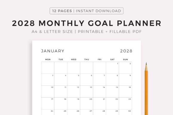 Download 2028 Monthly Goal Planner - Goal planner Collection