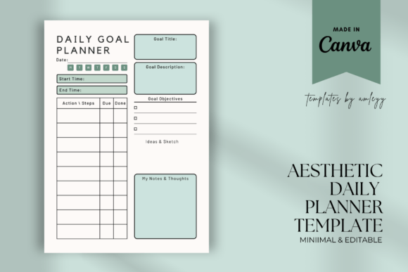 Download Pastel Daily Goal Planner Template Canva - Goal planner Collection