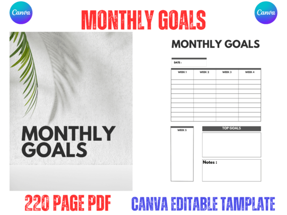 Download Monthly Goal Planner KDP Interiors - Goal planner Collection