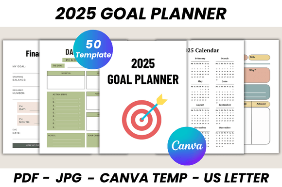 Download 2025 Goal Planner Canva Template - Goal planner Collection