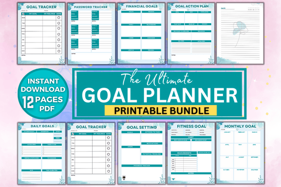 Download Printable Goal Planner Bundle - Goal planner Collection