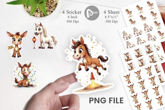 Download 2026 Year of Horse Cute Stickers - Year Collection