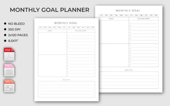 Download Monthly Goal Planner - KDP Interior - Goal planner Collection