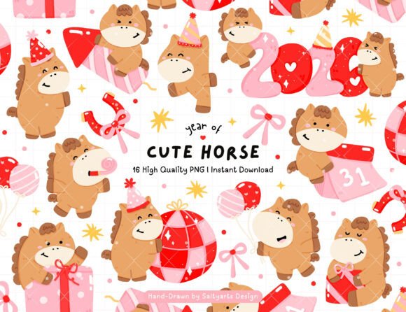 Download 2026 Year of the Horse Kawaii Clipart - Year Collection