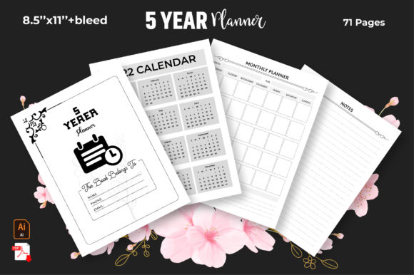 Download 5 (2022-2026) Year Monthly Planner KDP - Year Collection