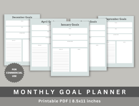 Download Monthly Goal Planner, KDP - Goal planner Collection
