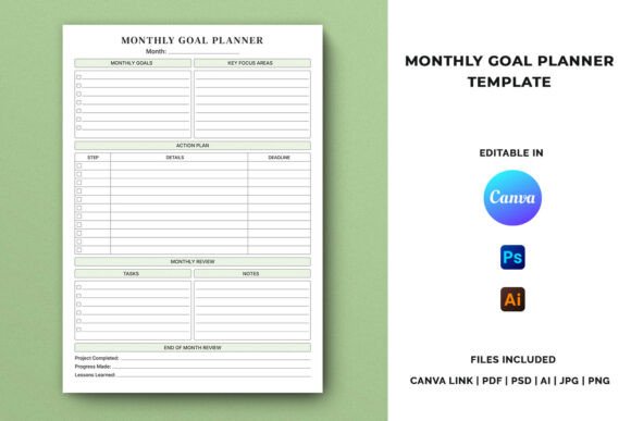 Download Monthly Goal Planner Template - Goal planner Collection