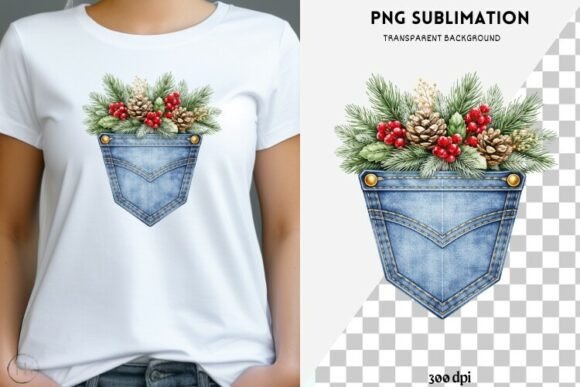 Download Denim Pocket with Flowers Png Design - Pocket Collection