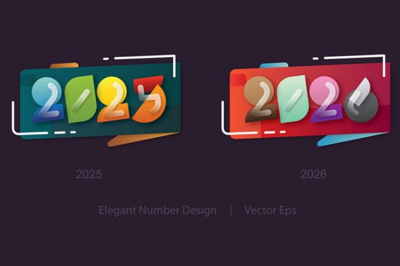 Download 2025 2026 Year Geometric Numbers Style - Year Collection