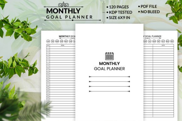 Download Monthly Goal Planner KDP Interior - Goal planner Collection