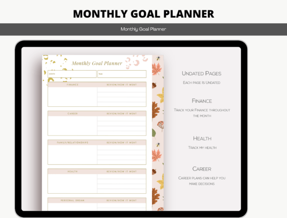 Download Undated Digital Monthly Goal Planner - Goal planner Collection